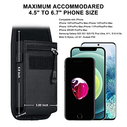 Coanjiuo Phone Holster Fits Iphone 14 11 12 13 Pro Max 8 7 6 Plus Samsung Galaxy S21 S20 Fe Plus Ultra S10E S9 A32 A12 A13 A11 A10E A02S Nylon Cell Pouch Zipper Storage Pocket Holder #TOP1