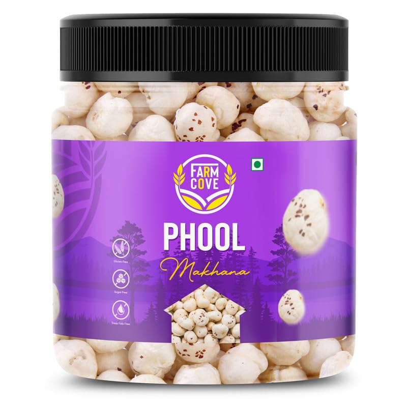 Image of FARM COVE Natural High Protein Phool Makhana 250G| Foxnuts, Lotus Puffs | Foxnuts, Lotus Puffs | Rich in Calcium, Maintains Weight, Healthy Snacks