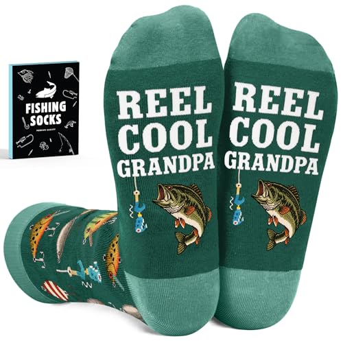 Fishing Gift For Dad - Funny Fishing Socks For Men, Fathers Day Gift Idea, Unique Grandpa Surprise, Angling Gear Accessory, Humorous Fly Presents, Great Socks For Birthdays Or Retirement