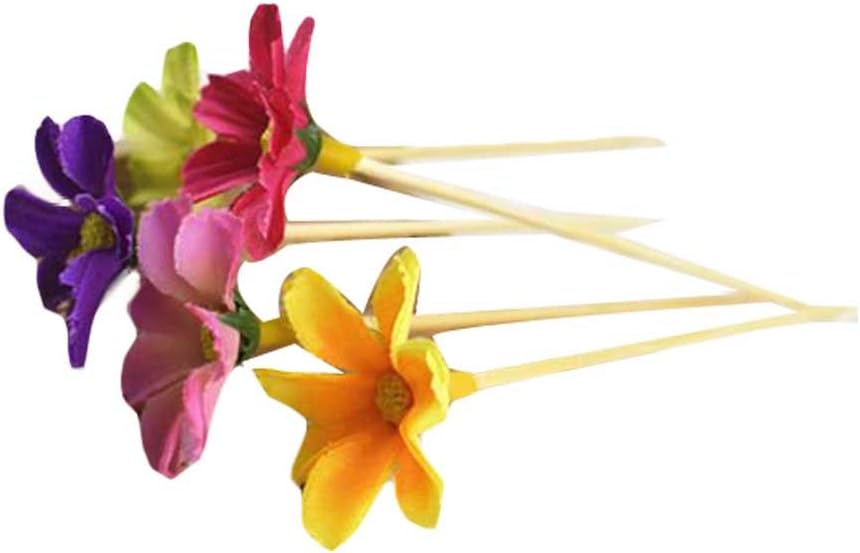 50 Pcs Daisy Bamboo Fruit Sticks Flower Cocktail Picks Wedding Party Dessert Toothpicks Sandwich Appetizer Skewers