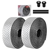 Gettimore Cinta ventilada para manillar de bicicleta, patrón de carbono, antideslizante, PU EVA, absorción de impactos, 2320 mm x 30 mm (plata)