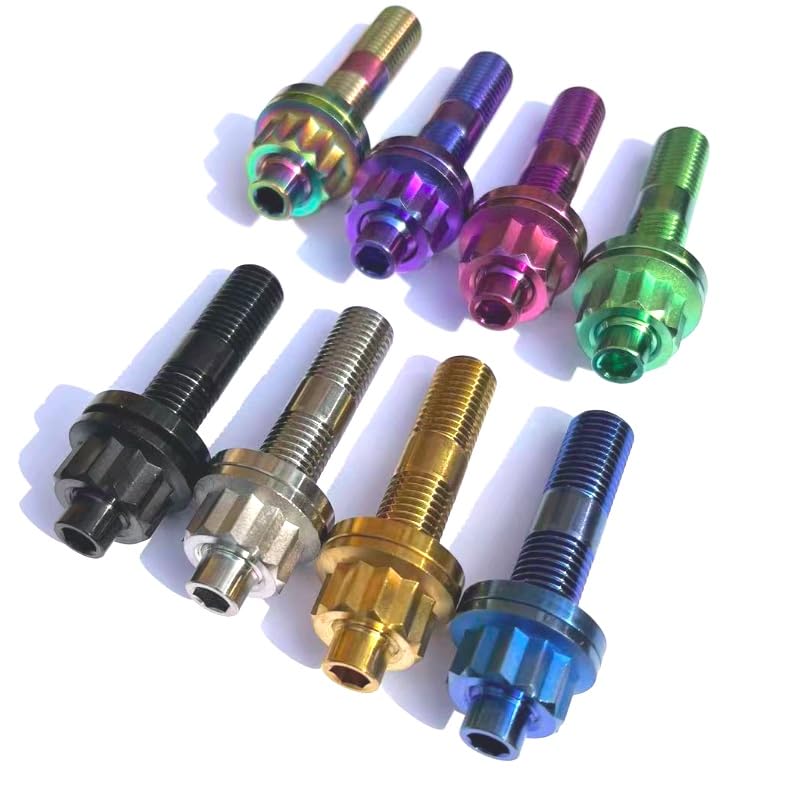 Zkensh-Bolts Gr5 TI6Al4Vi M10x1.25x55mm Titanium Alloy Automotive Exhaust Manifold Stud Bolts Nuts Washers Kit Set, 6PCS, Widely Used(Black,M8x40)