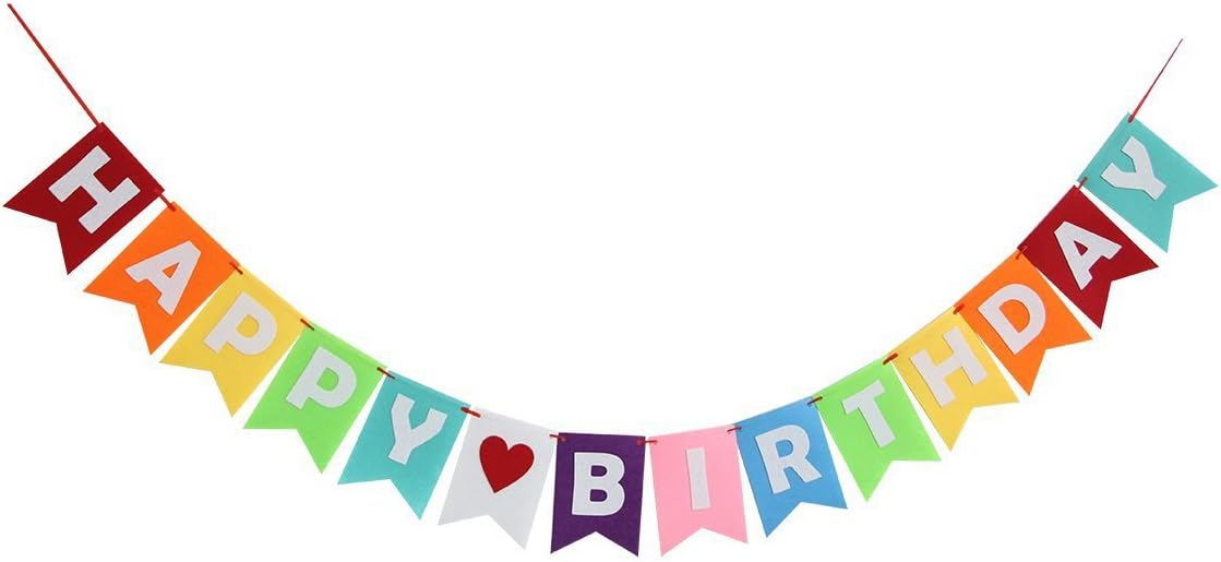 Happy birthday banner Felt Cloth Decorations Banner Garland Sign DIY Kit For Birthday Party Supplies.