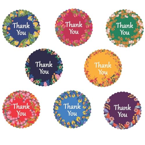 Image of CVANU 560-PCS Floral Thank You Sticker for Packaging and Gift, 8 Assorted Botanical Designs, Self-Adhesive Labels for Small Business Supplies, Envelopes, Party Favors & Handmade Products, 1.5 Inch