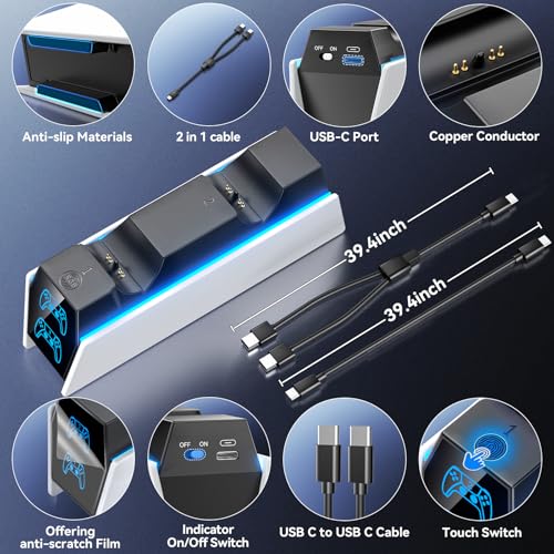 Kytok NG-P5322B Ps5 Controller Charger With Led Light For Ps5 Console, Ps5 Charging Dock Station Accessories For Playstation 5 Controller Dualsense Edge thumb #5