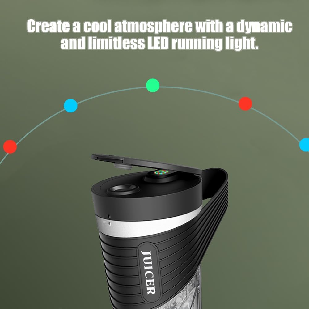 Portable Blender Cup, 6 Blade Smoothie Maker, Shaker Bottle, 460ml USB Rechargeable Juicer with Self, for Fruits and Vegetables (Black)