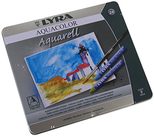 LYRA Aquacolor Water-Soluble Wax Crayons, Set of 24 Crayons, Assorted Colors (5611240)