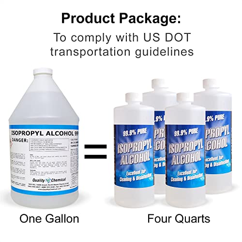 Quality Chemical - Super Premium - Fastest Delivery - 99.9% Pure Isopropyl Alcohol (Ipa) - Made In The Usa - 1 Gallon - (4) 32 Fl Oz Bottles - Concentrated Isopropyl Alcohol #TOP1