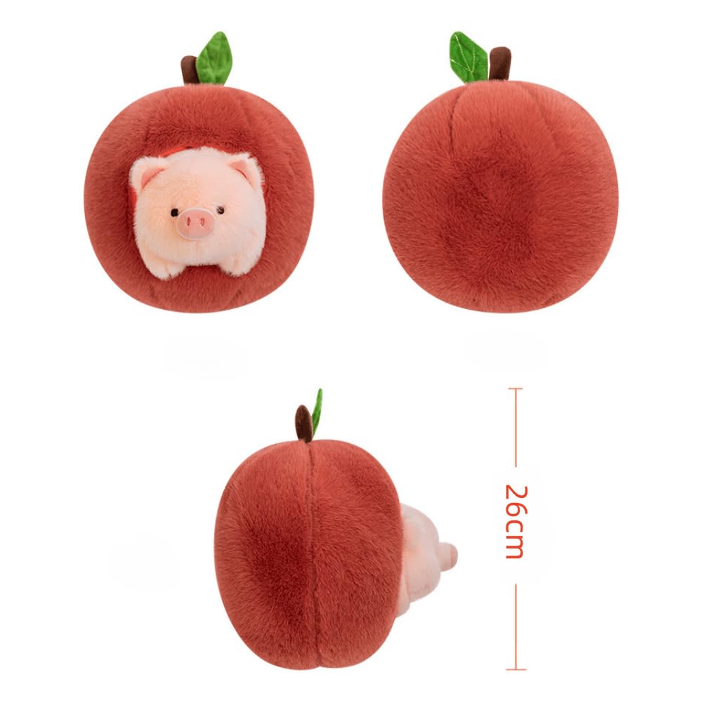 ANNIUP 26cm Apple Piggy Doll Stuffed Toys Cartoon Fruit Plush Toy Cute Pig Stuffed Animals Cuddly Toy Cute Home Decor Cushion Soft Toys for Kids Great Gift - Image 2