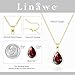 Linawe Ruby Necklace for Women Trendy, Red Crystal Pendant Gold Chain Necklace, Boho Imitation Diamond Cubic Zirconia Birthstone Rhinestone CZ Preppy Costume Jewelry Set