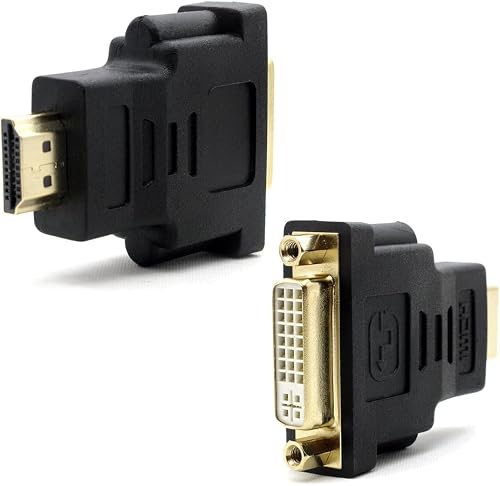 DVI to HDMI Adapter Female to Male Converter for Computer Monitor Bi-Directional Connection DVI-I 24+5 Port Supports up to 4K 30Hz 1080P@60Hz Video 2 Pack