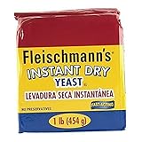 Fleischmann’s Yeast, Fleischmann’s Instant Dry Yeast, 16 Ounce - 1 Pack, Fast-Acting, Gluten Free, No Preservatives.