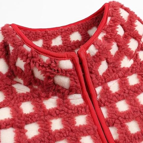 Midnight Lunch Vest, Women's Checkered Polar Fleece Vest, Fall Winter Sleeveless Cardigan with Chest Pocket for women2