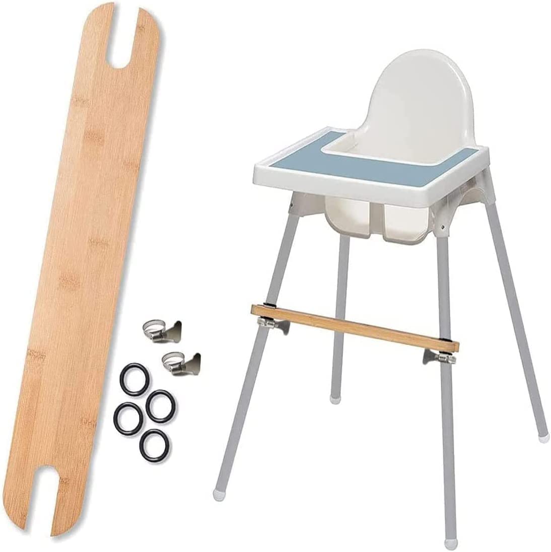 High Chair Footrest, NonSlip Adjustable Natural Bamboo Wooden Foot