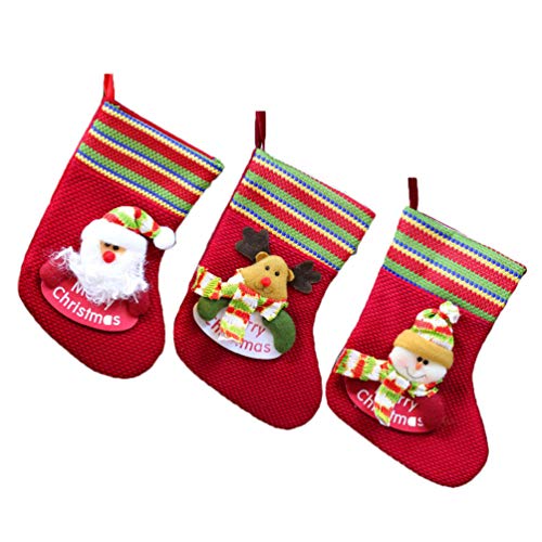 Meias de Natal BESTOYARD com 3 peças, meias de Natal, meias para pendurar, sacola de doces para pres