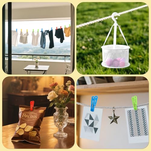 lohey 48Pcs Pegs for Washing Line with Bag, Windproof Plastic Washing Line Pegs, Non-Slip Strong Grip Laundry Clips, Perfect for Indoor Outdoor Drying, Home Garden Essential - Image 4