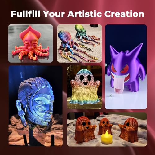 Image of AMOLEN Silk PLA 3D Printer Filament, Silk Dual Color Red Black PLA Filament 1.75mm, Shiny Coextrusion PLA Filament, Color Change 3D Printing Filament 1KG /2.2lb