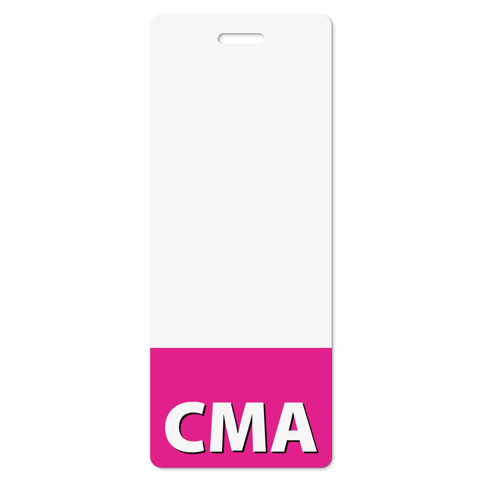 CMA Bright Pink Badge Buddy (Vertical Oversized) - Double Sided Backer Card - Durable and Water Resistant Great for Medical Professionals