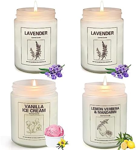 Candles for Home Scented, 4 Pack Scented Candles Gifts for Women 28 oz 200 Hour Long Lasting Natural Soy Candles, Sage & Lavender & Cherry & Gingerbread Honey 4 scents - Mothers Day Gifts for mom