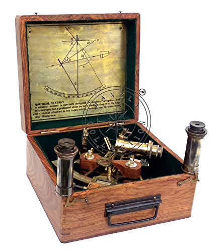 Hanzla Collection Maritime Antique Brass Henry Barrow Nautical Ship Sextant With Extra 2 Telescope #TOP3