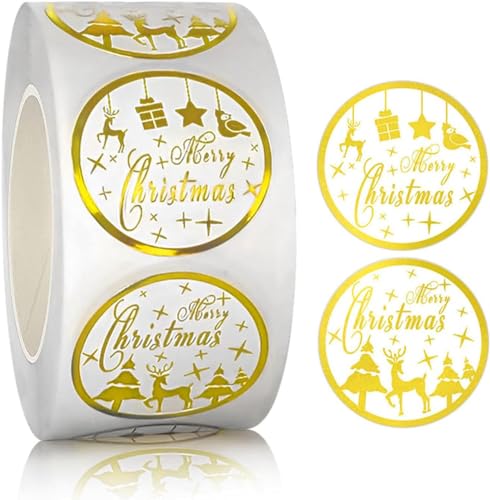 BOFYTR 500 calcomanías de Feliz Navidad, tarjetas de regalo, etiquetas redondas autoadhesivas, etiquetas de álbumes de recortes, caja de manualidades, calcomanías para niños, 2,5 cm (estilo 1)