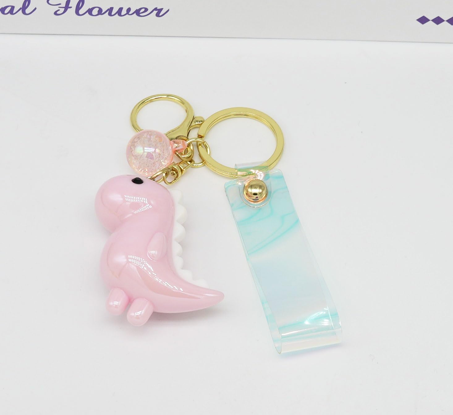 Acrylic Cute Dinosaur Car Key Chain Ring Charm Dino Keychain Pendant For Bags Backpack Purse Accessories image 3