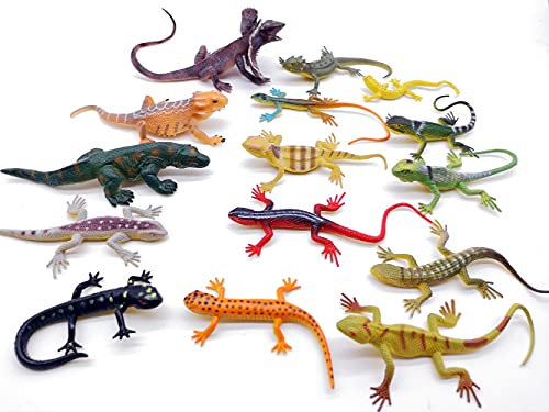 Guaishou Lizards Toys 15Pcs Realistic Lizard Chameleon Reptile Figure Play Set #TOP3