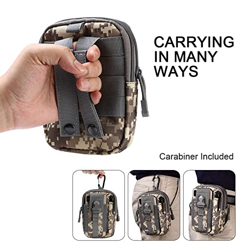 flintronic Taktische Hüfttaschen, Militär Kompakt Gürteltasche Multifunktional Bauchtasche Tasche Beutel für Camping Wandern Radfahren Klettern und Reisen Mit Karabiner, Schwarz