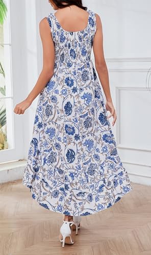Image of Kormei Women's Casual Smocked Tank Dress Sleeveless High Low Flowy Summer Beach Tiered Loose Maxi Long Dresses