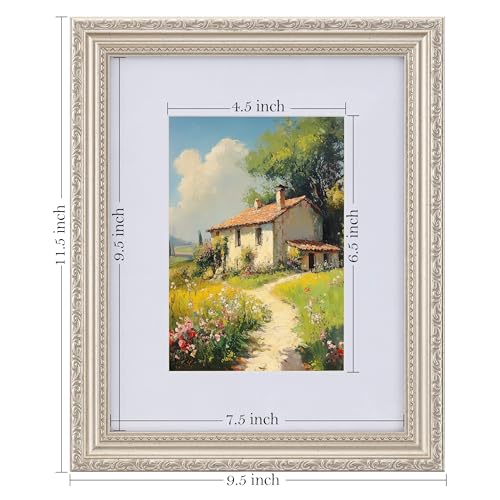 Image of eletecpro 8x10 Vintage Picture Frame, Glass Cover, Silver Beige, 2-Pack | Display Photo 5x7 with Mat or 8x10 without, Horizontal or Vertical, Tabletop or Wall Decor