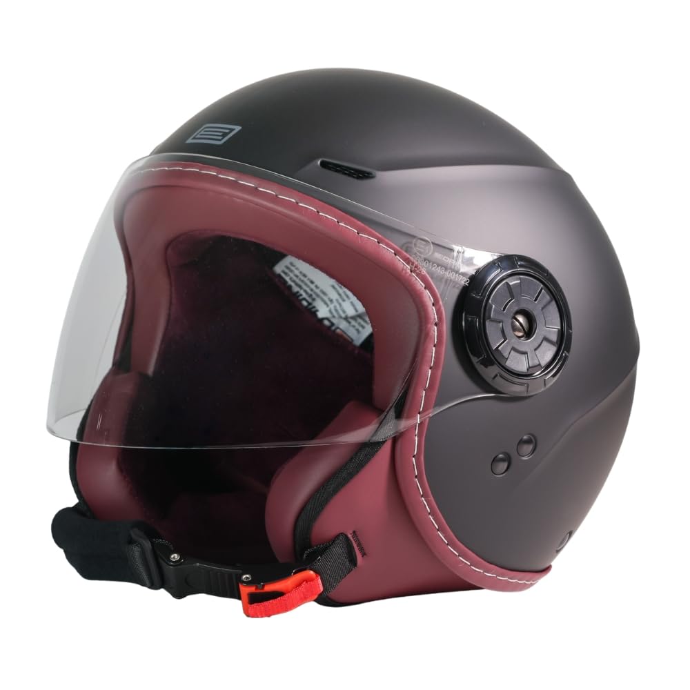 ORIGINE Casco Moto Jet Omologato ECE 22.06, Casco Scooter Urbano Leggero e Compatto con Visiera Trasparente Lunga - 1