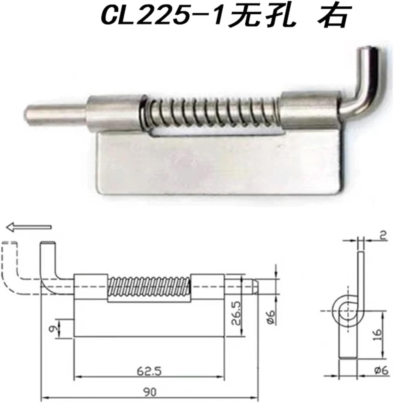 Retractable and Removable Cabinet Hinge Spring Bolt - for Furniture Accessory(1PCS-Iron- Right-B)