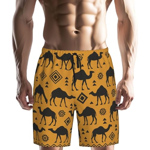 Mens Camel Desert Totem Swim Trunks Quick Dry Swim Beach Shorts with Mesh Lining Pockets Small4