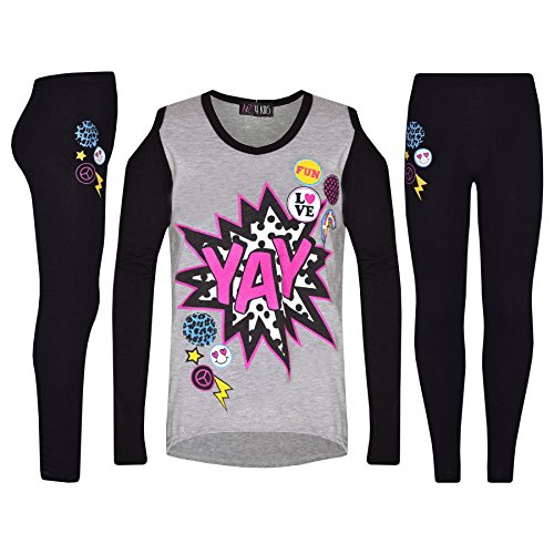 Top YAY pour filles en gris ensemble 2 pièces confortable A2Z 4 Kids