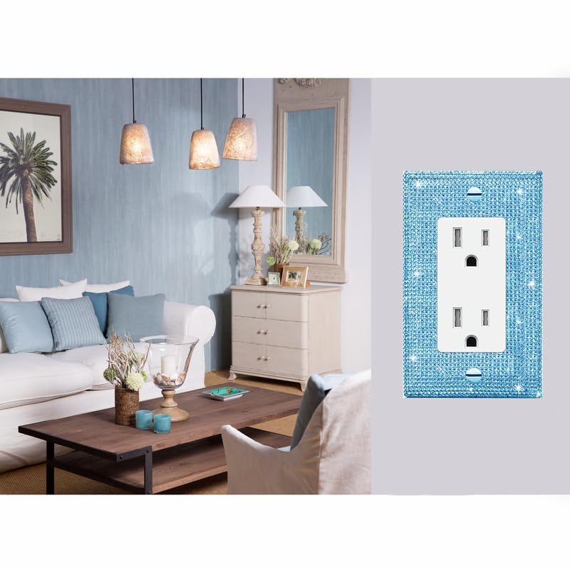 Image of Shiny Blue Rhinestones Switch Plates And Outlet Covers Light Switch Cover Decorative Wall Plate Light Switch Cover Outlet Cover Plate Rhinestone Bling Light Switch Or Outlets