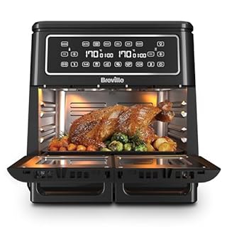 Breville Halo Flexi Air Fryer | Digital Dual Air Fryer Oven | 11L: Serves 10+ People | FryBakeGrillRoast & Reheat | 2400 W | Save £65 a Year on Energy Bills* | Black [VDF130]