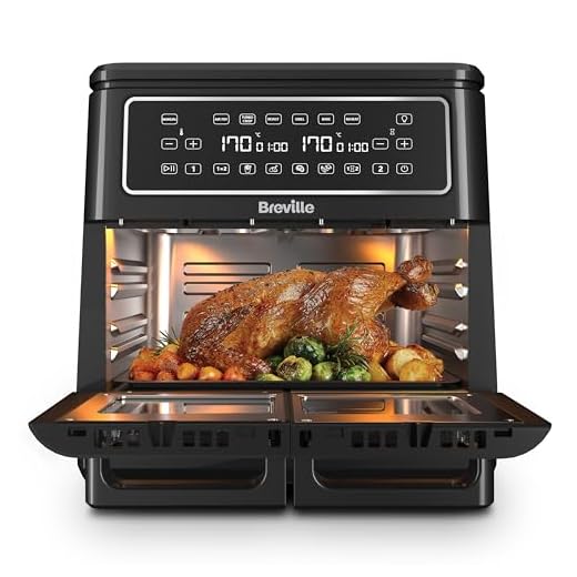 Breville Halo Flexi Air Fryer | Digital Dual Air Fryer Oven | 11L: Serves 10+ People | FryBakeGrillRoast & Reheat | 2400 W | Save £65 a Year on Energy Bills* | Black [VDF130]