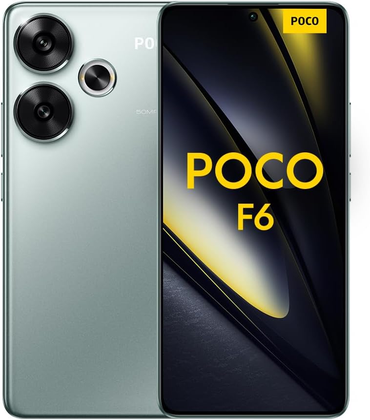 POCO F6 Green-Smartphone 8+256GB Snapdragon® 8s Gen 3, 120Hz Flow AMOLED display, 90W Turbo Charging, 50MP dual camera with OIS（UK Version+2 Years Warranty）