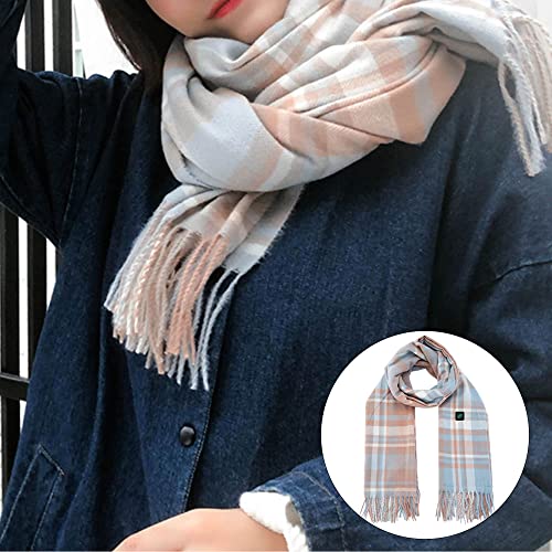 2PCS Heated Scarf Electric Heating Pads Neck Warmer, 3 Heating Levels Control, Winter Warming Scarf Unisex Gifts Fashionable (Light Pink+Dark Curry)2