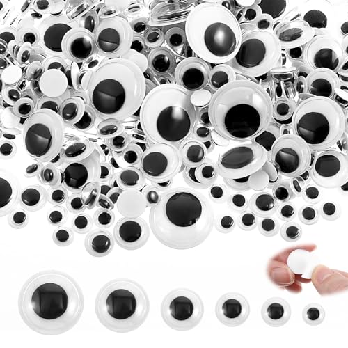 Nogeqi 790 Stück Wackelaugen Schwarz Weiß Kulleraugen Selbstklebend Klebeaugen Selbstklebend Augen zum Aufkleben Googly Eyes in Verschiedenen Größen für DIY Basteln Puppen Scrapbooking Dekoration