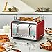 Roter Mond Countdown Stainless Steel 4 Slice Toaster with Bagel, Defrost, Cancel Function, Dual Toaster, Extra Wide Slots, 6 Shade Settings, Removable Crumb Trays, 1650W, Red