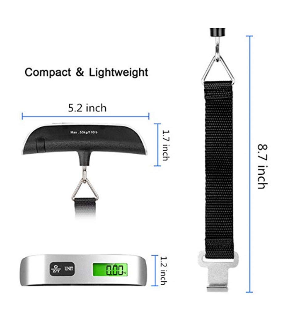 Balance électronique Portable Pour Bagage – 50 Kg / 110 Lb, Avec Piles, Pour Voyage