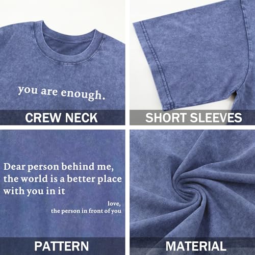 Image of Dear Person Behind Me Shirt You are Enough Tshirts for Men Oversized Inspirational Positive Tees Vintage Graphic Tops