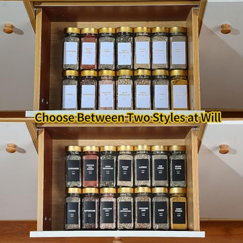 JARXSUN Glass Spice Jars with Label, 24Pcs Spice Jars with Shaker Lids-4 oz Gold Spice Seasoning Jars Bottles Containers Set for Spice Rack (24) - Image 6