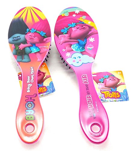 Trolls DreamWorks Pink 7" Hair Brush 2 Piece Combo
