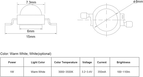 Miniatura 4 de ViaGasaFamido Cuentas LED de alta potencia de 1 W, chips de diodo emisor de luz, SMD acrílico, para bricolaje, hogar, estudio, accesorios de
