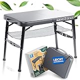 Perfekt aufgetischt - Ob beim Picknick, Grillen, Campen, Malen oder als Tool bei der Fotografie: Unser kleiner Klapptisch lässt sich sogar auf dem Fahrradgepäckträger problemlos überall mit hinnehmen. So hast du immer eine Ablage dabei, ohne dass es sperrig wird.