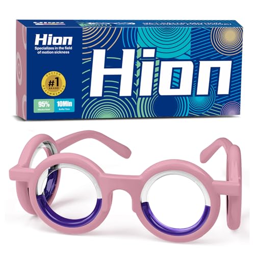 Image of Hion Motion Sickness Glasses Relieve Carsickness Airsickness Seasickness Glasses No Lens Liquid Glasses for Adults or Kids(1Pair Pink)