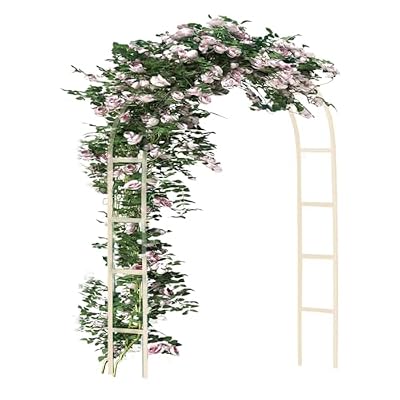 Purlyu Metal Pergola Arbor Steel Garden Arch,Wedding Arch 7'10" High x 4'6" Wide or 6'.5" High x7'.6" Wide, Garden Arbor for Various Climbing Plant, Outdoor Garden Lawn Backyard(PLGR221OW)