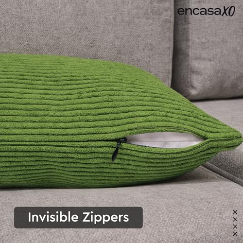 Image of Encasa XO Corduroy Cushion Covers, Boho Pillow Covers, No Inserts Green